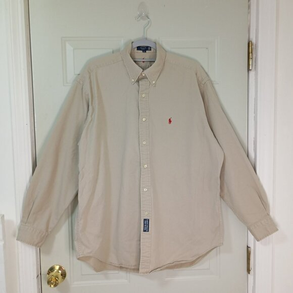 Ralph Lauren Beige Long Sleeve Button Down Shirt L - Picture 1 of 10
